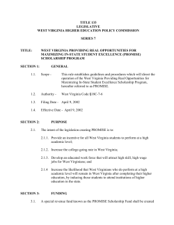 TITLE 133 LEGISLATIVE WEST VIRGINIA HIGHER EDUCATION