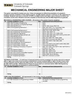mechanical engineering major sheet