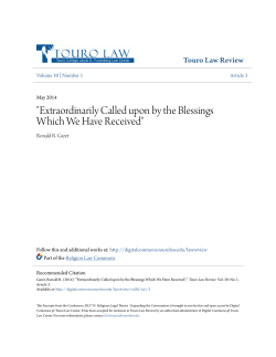 "Extraordinarily Called upon by the Blessings Which We Have