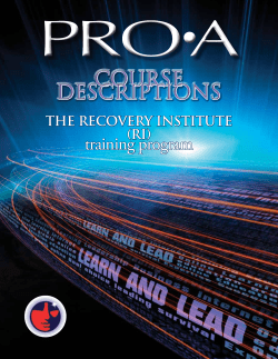 PRO.A Recovery Institute Training Series