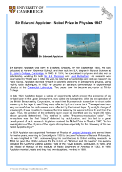 Sir Edward Appleton: Nobel Prize in Physics 1947