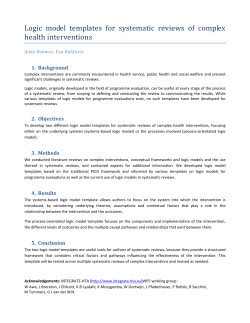 Logic model templates for systematic reviews of - INTEGRATE-HTA