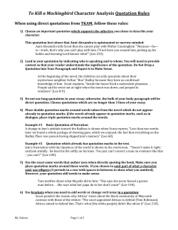 To Kill a Mockingbird Character Analysis Quotation Rules