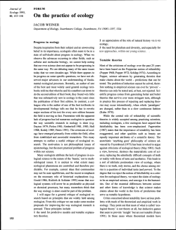 On the practice of ecology