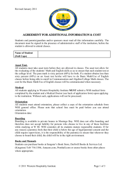 Agreement form - Western Hospitality Institute