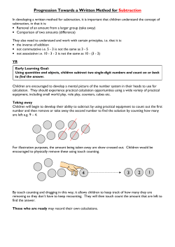 Progression Towards a Written Method for Subtraction
