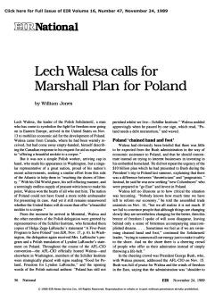 Lech Walesa Calls for Marshall Plan for Poland