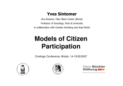 Models of Citizen Participation - Citizen Participation in Policy Making