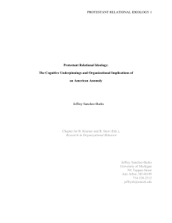 Protestant Relational Ideology - University of Michigan`s Ross