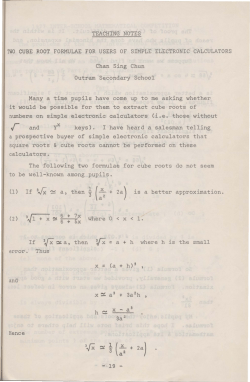 TEACHING NOTES TWO CUBE ROOT FORMULAE FOR USERS