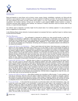 Implications for Personal Wellness