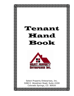 Tenant Hand Book - Select Property Enterprises