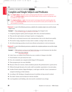 Complete and Simple Subjects and Predicates