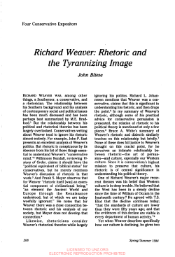 Richard Weaver: Rhetoric and the Tyrannizing Image