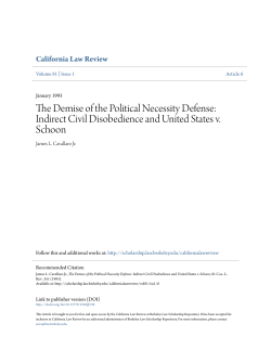 The Demise of the Political Necessity Defense: Indirect Civil