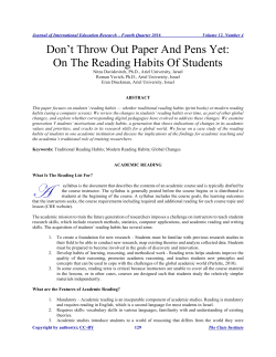 Don`t Throw Out Paper And Pens Yet: On The Reading Habits Of