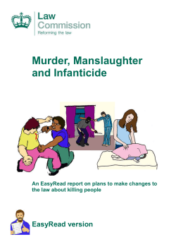 Murder, Manslaughter and Infanticide