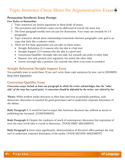 Topic Sentence Cheat Sheet for Argumentative Essays