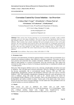 Corrosion Control by Green Solution - An Overview