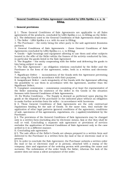 General Conditions of Sales Agreement concluded by
