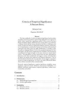 Criteria of Empirical Significance: A Success Story - Philsci