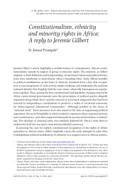 Constitutionalism, ethnicity and minority rights in