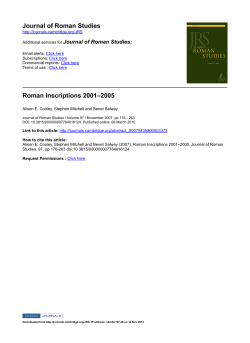 Journal of Roman Studies Roman Inscriptions