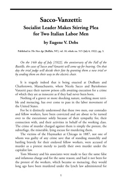Sacco-Vanzetti:Socialist Leader Makes Stirring Plea for Two Italian