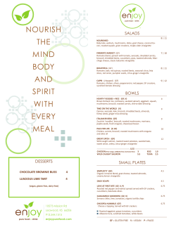Menu - Enjoy :: Pure Food + Drink