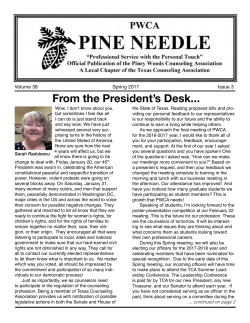 From the President`s Desk... - Piney Woods Counseling Association