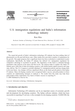 US immigration regulations and India`s information technology industry
