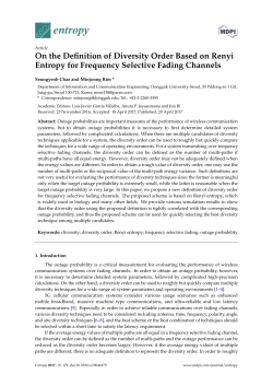 On the Definition of Diversity Order Based on Renyi Entropy for