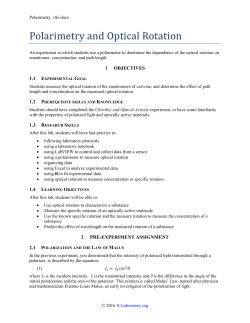 Polarimetry and Optical Rotation - X