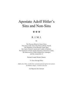 Apostate Adolf Hitler`s Sins and Non-Sins