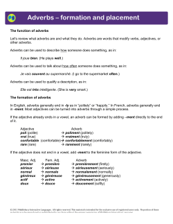Adverbs &ndash; formation and placement