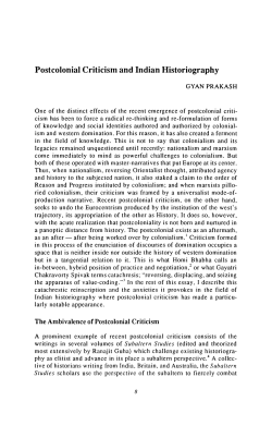 Postcolonial Criticism and Indian Historiography