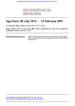 13 February 2001 &minus;&minus; Ugo Fano. 28 July 1912