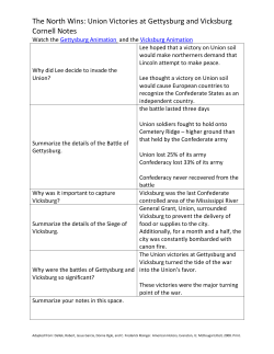 Union Victories at Gettysburg and Vicksburg Cornell Notes