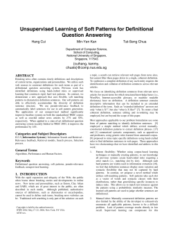 Unsupervised Learning of Soft Patterns for Definitional Question