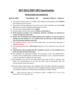 BET-2015 (DBT-JRF) Examination