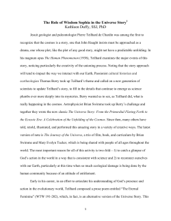 The Role of Wisdom Sophia in the Universe Story Kathleen Duffy