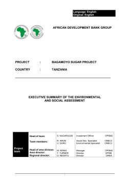 Tanzania - Bagamoyo Sugar Project
