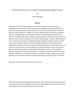The Parental Influences on a Student`s Undergraduate Collegiate