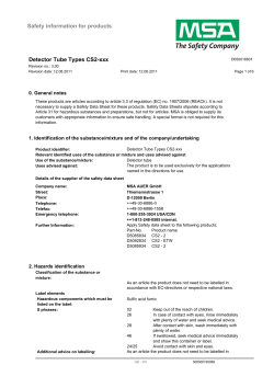 Safety information for products Detector Tube Types CS2-xxx