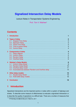 Signalized Intersection Delay Models - Civil IITB