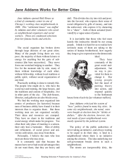 Jane Addams Works for Better Cities