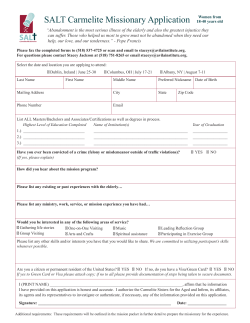 SALT Carmelite Missionary Application