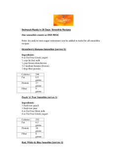 One smoothie counts as ONE MEAL Note: Ice and/or non