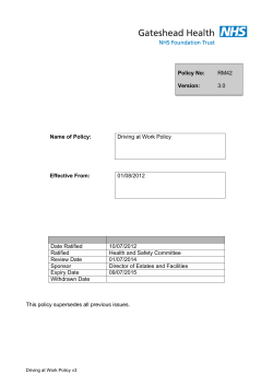 Driving at Work Policy Effective From