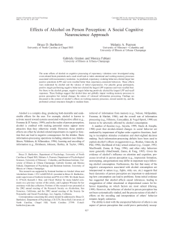 Effects of Alcohol on Person Perception: A Social Cognitive